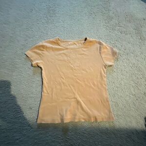 Orangish tan shirt short sleeve fitted